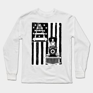 Vintage American flag train Long Sleeve T-Shirt